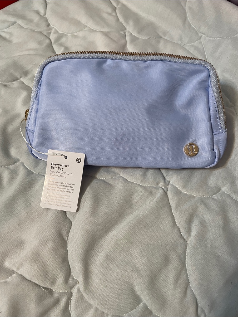 lululemon athletica Light Blue crossbody with gold hardware